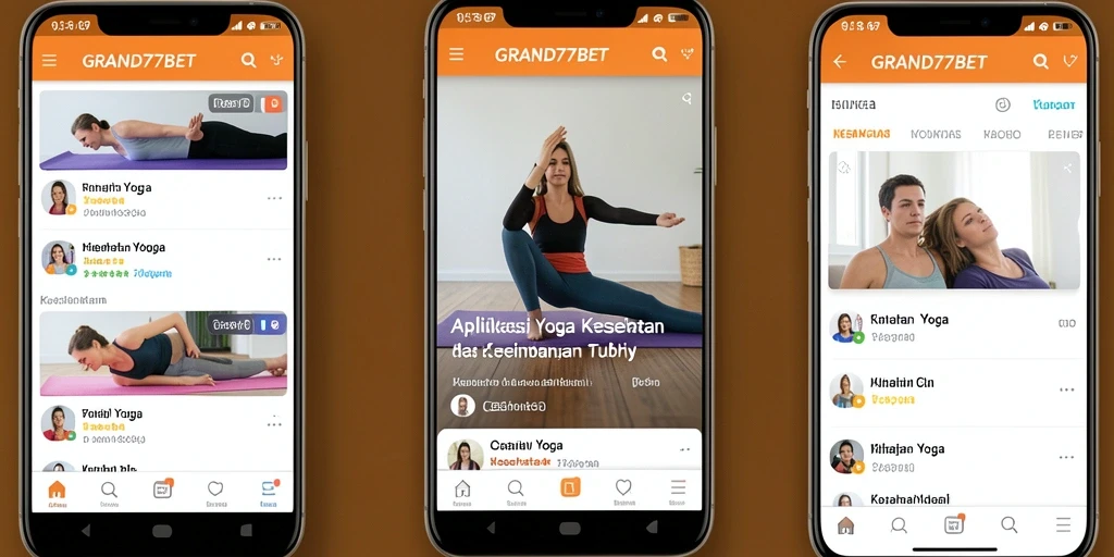 Tampilan antarmuka aplikasi GRAND77BET dengan fitur yoga yang menarik.