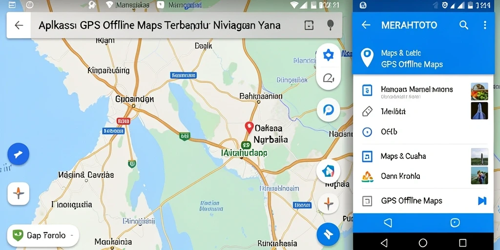Antarmuka intuitif MERAHTOTO untuk navigasi GPS Offline Maps.
