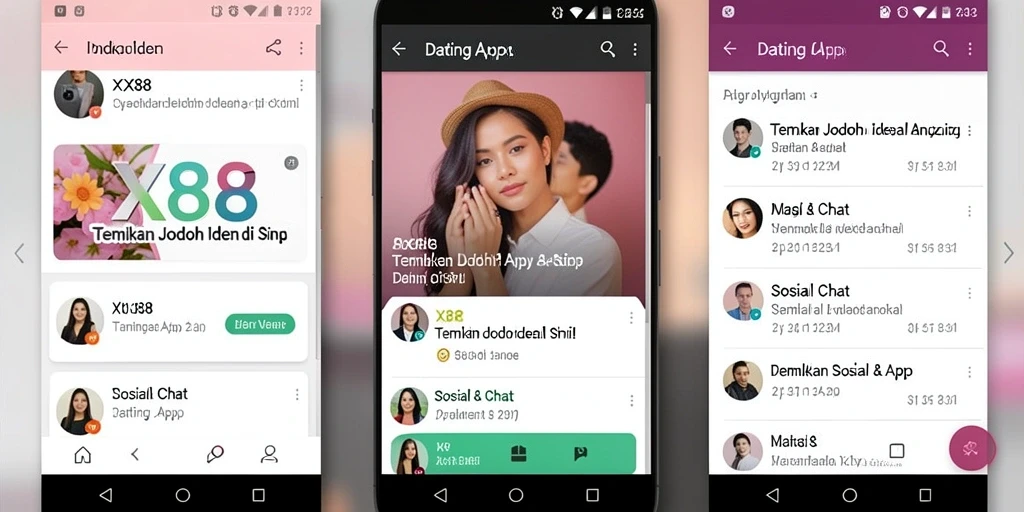 Tampilan antarmuka X88 yang modern dan menarik untuk dating.