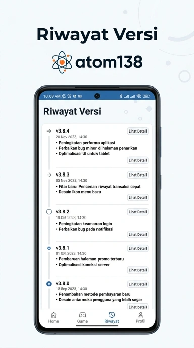 Riwayat Versi atom138 untuk Pengguna Android